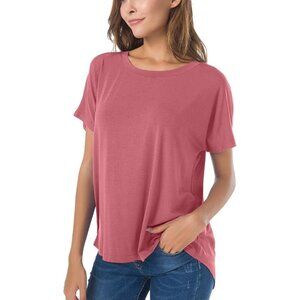 Herou Casual Summer Short Sleeve High Low Loose T Shirt Top Dusty Rose M NEW